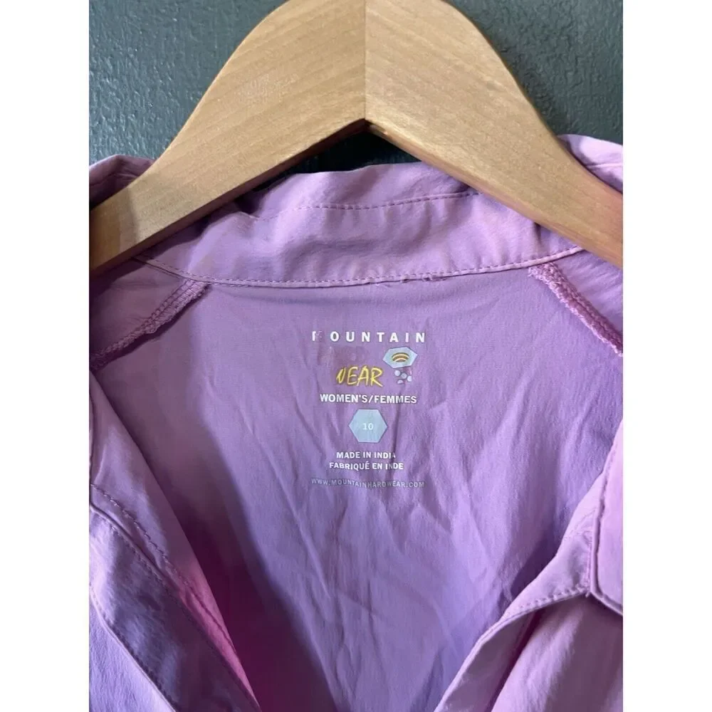 Mountain Hardwear Womens Purple Short Sleeve Button Up Shirt Nylon Size 10